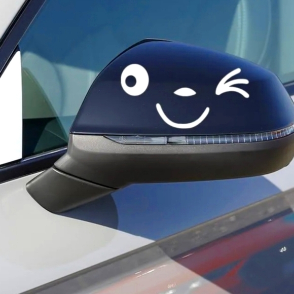 Auto Side Mirrors Wink Smiley Face Decals - Picture 4 of 6